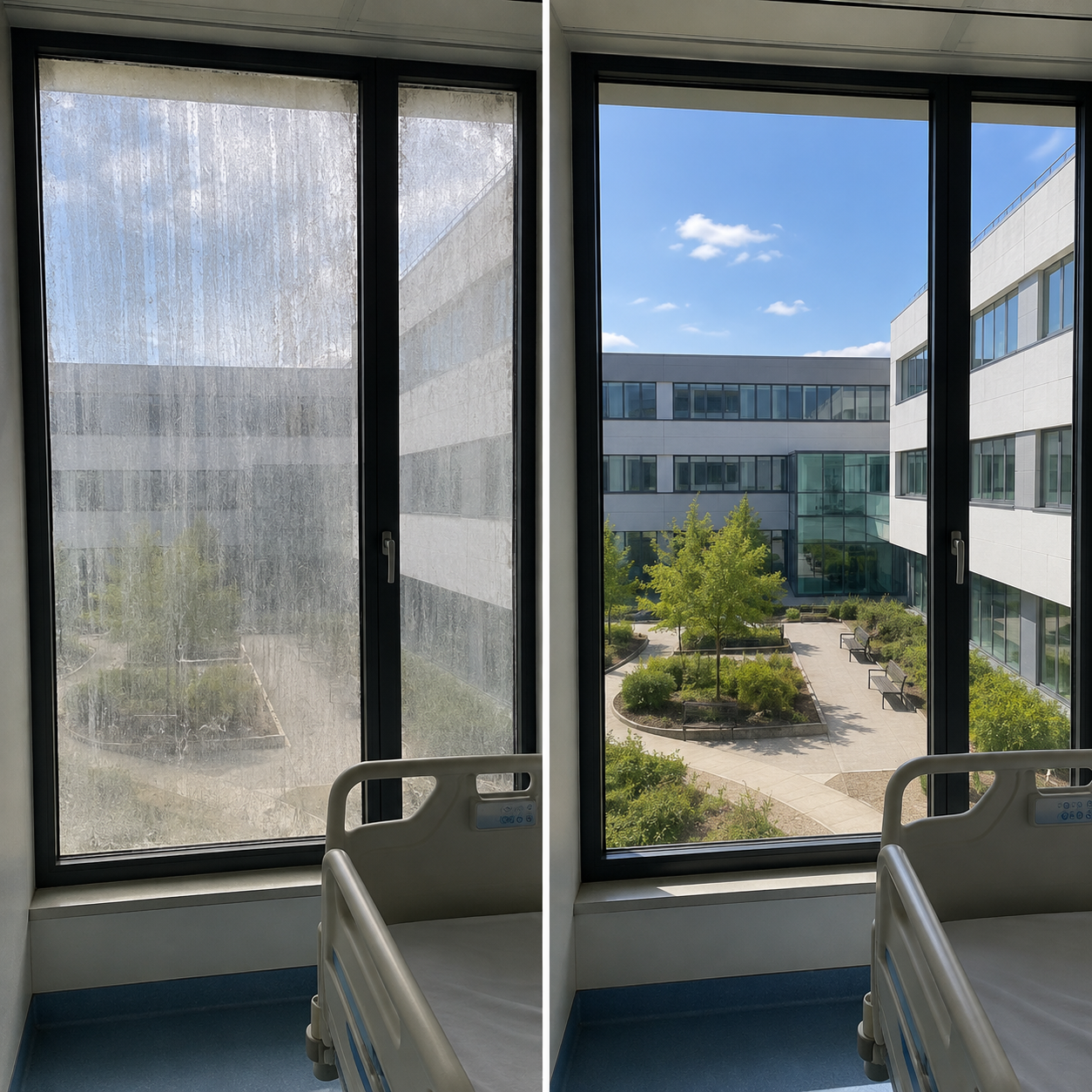 Fensterreinigung Vorher / Nachher